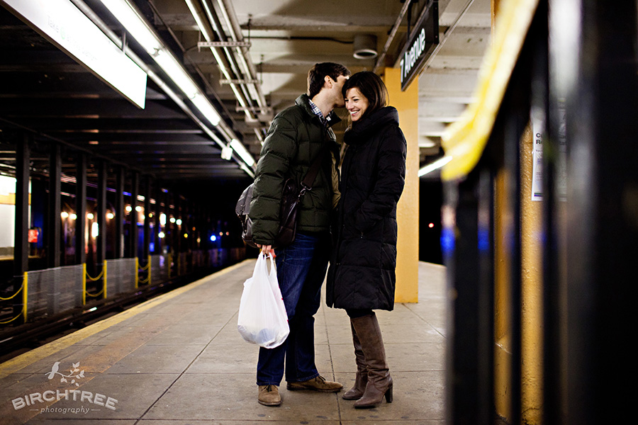 subway engagement photo